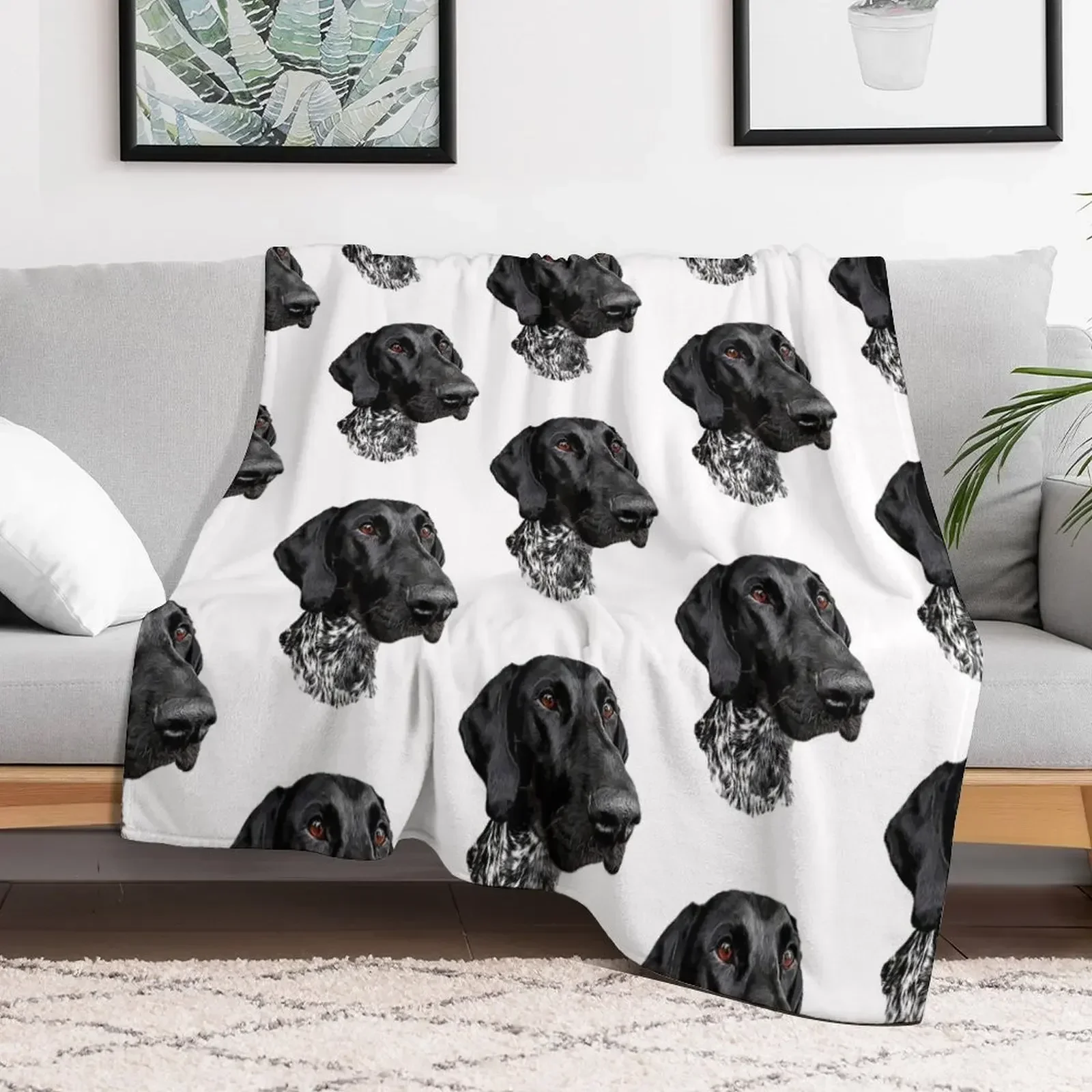 German Shorthaired Pointer Throw Blanket Plaid Shaggy Travel Flannel Fabric Blankets