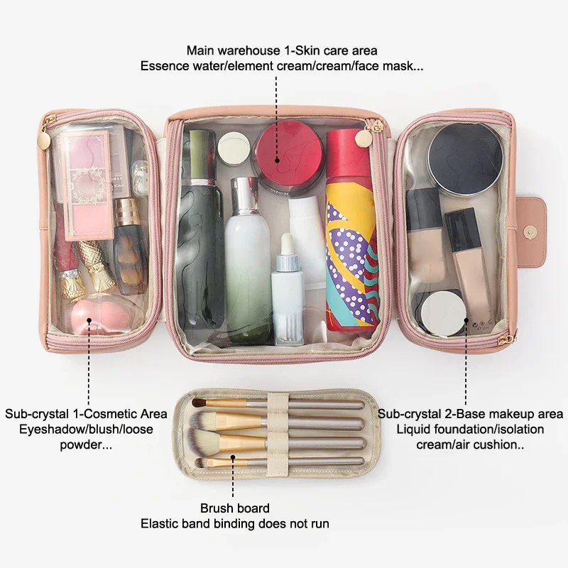 Portátil dobrável pincéis de maquiagem ferramentas cosméticas organizador saco cosmético com vários compartimentos viagem bolsa de armazenamento de higiene pessoal