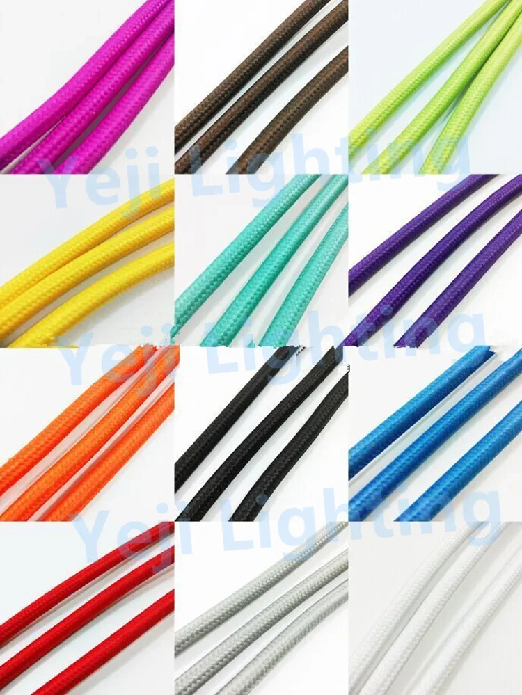 Cloth Covered Round Electrical Cord Vintage Fabric Braid Lamp Pendant Wire Colourful Braided cable wire lighting accessories diy