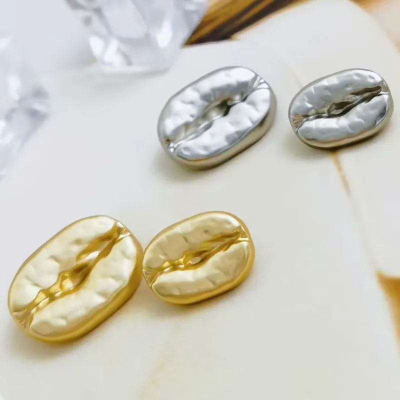 10 Stück 18/23mm Kreative Kaffeebohnenförmige Ovale Metallknöpfe für Kleidung Nähen DIY Bastelbedarf Nähknöpfe Großhandel Neu – Detail 3