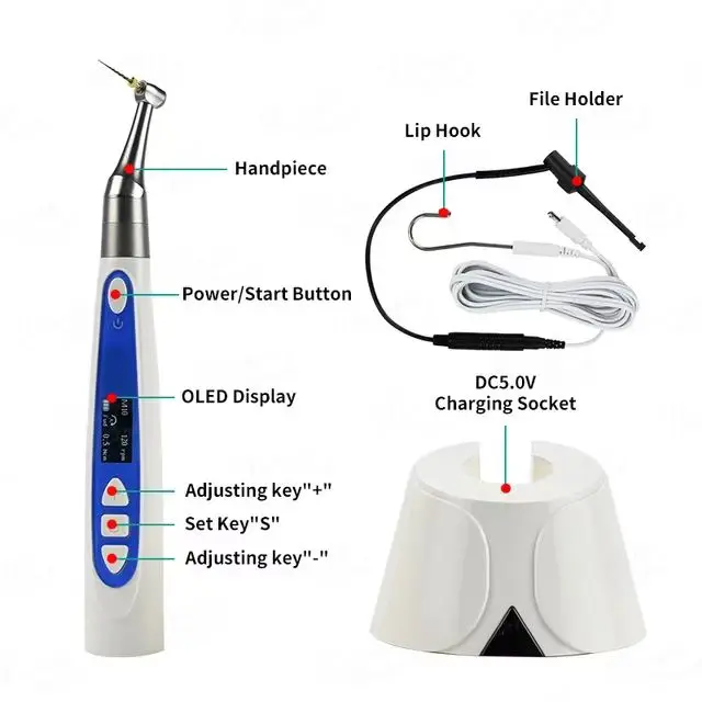 

Dental Wireless LED Endo Motor With Apex Locator Including 1:1 Contra Angle For Endodontic Treatment