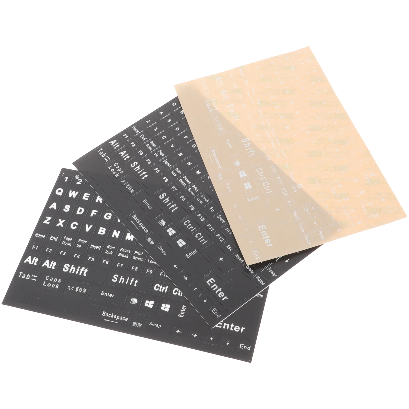 

3pcs English Keyboard Stickers PVC Letter Replacement Decals Soft Touch Universal for Laptop Desktop Mechanical Keyboards Worn