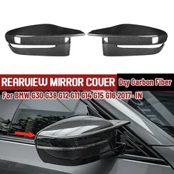 Dry Carbon Fiber Rearview Mirror Covers Cap For BMW 5/7/8 Series G30 G38 G11 G12 G14 G15 G16 2017-IN Replacement Side Mirror Cap