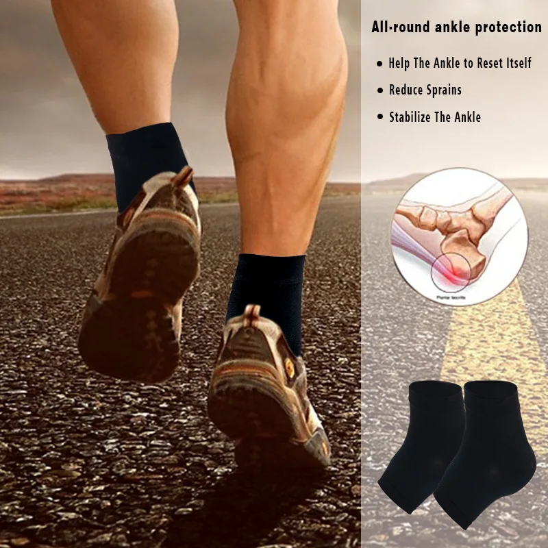 Hh 1pc Protective Football Medical Compression Ankle Support 15-21mmHg Elastic Plantar Fasciitis Breathable Fitness Ankle Sock