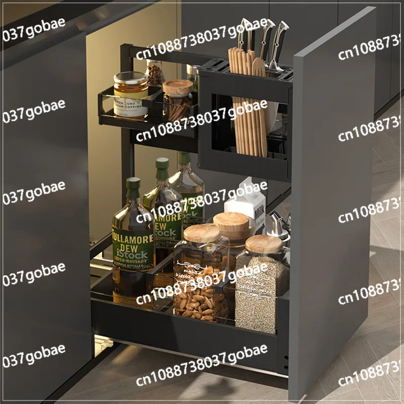 

Seasoning Basket Aluminum Alloy Drawer Type Door Universal Partition Storage Rack