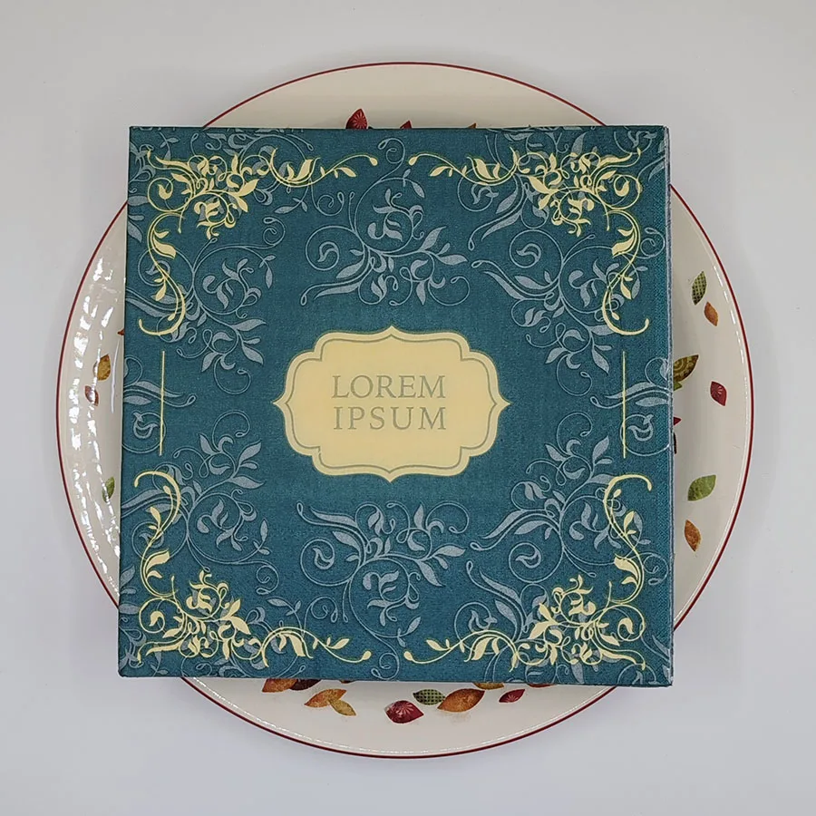 20pcs/pac Green Simple Flower Colorful Printed Napkin Western Restaurant Coffee Shop Wedding Mouth Cloth Wooden Pulp Paper 33cm
