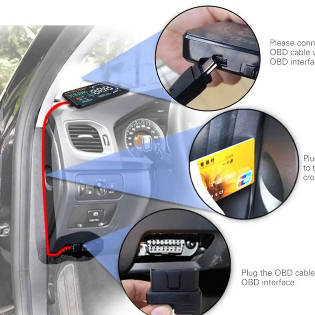 

OBDII HUD Car Diagnostic Tool 5.5 Inch Screen Speedometer with Mileage Measurement for OBD2 Supported Cars
