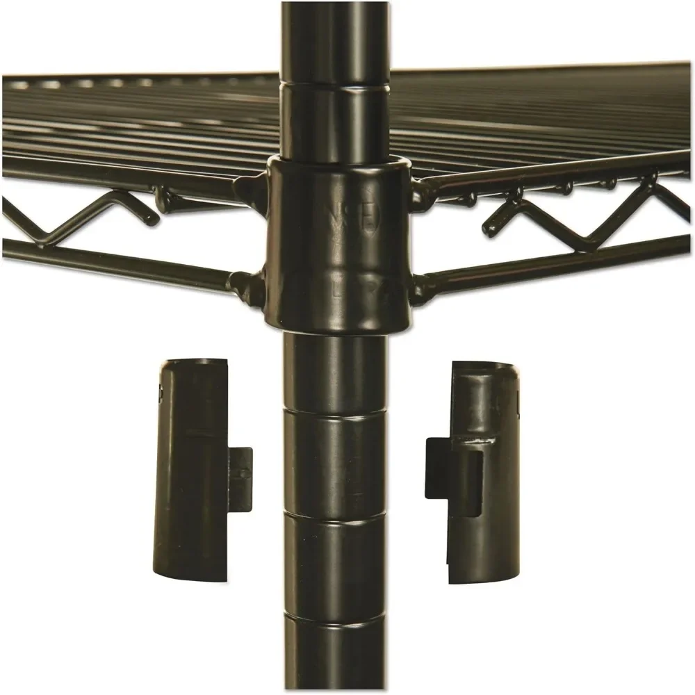 Four-Shelf Wire Shelving Unit with Casters, 48 x 18 x 72, Black, Heavy-Duty Storage Solution