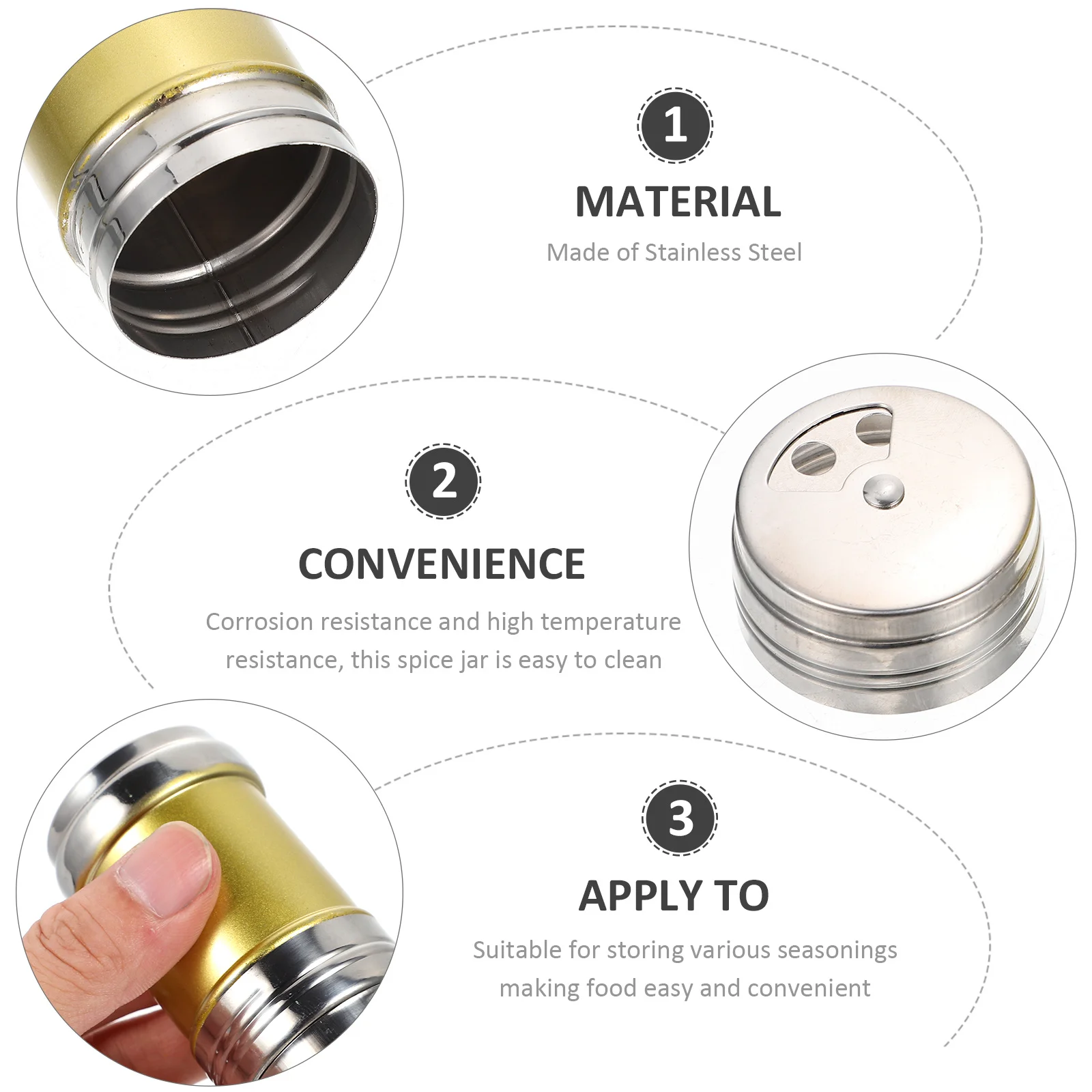 

4Pcs Stainless Steel Seasoning Jar Salt Shakers Black Pepper Grinder for Kitchen BBQ Household Spice Container