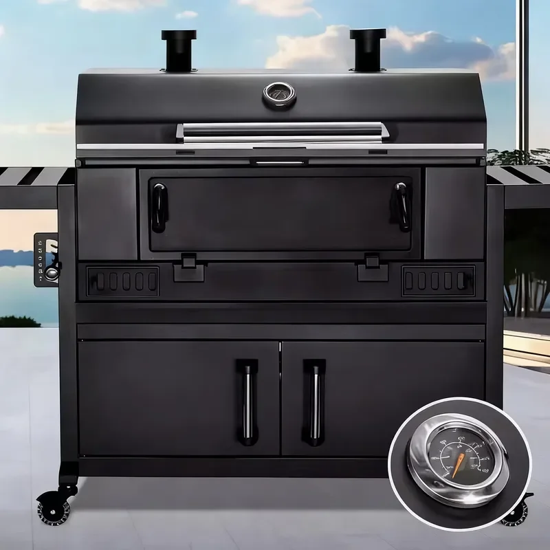 Courtyard Modern Korean Premium Iron Charcoal Grill  Portable Powder Coated Outdoor Kitchen