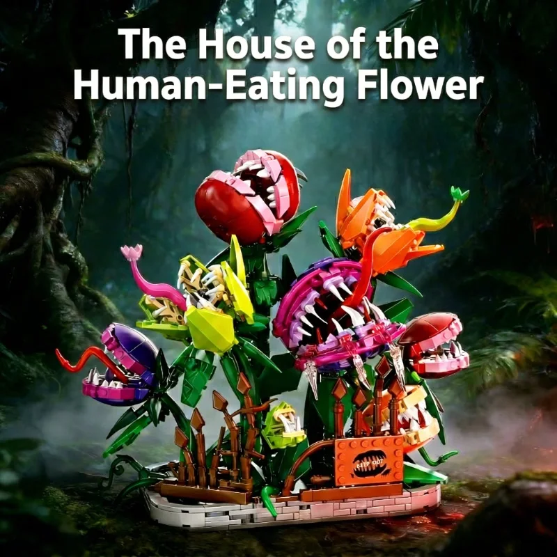

[1266pcs] fantasy venus flytrap building block model, 14+, dark style, unique home decor, adult assembly collectible