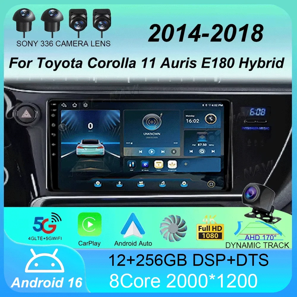 

Android 16 For Toyota Corolla Auris 2017 2018 Carplay Auto GPS Navigation Car Radio DSP Head Unit BT Video Player 2 Din Stereo