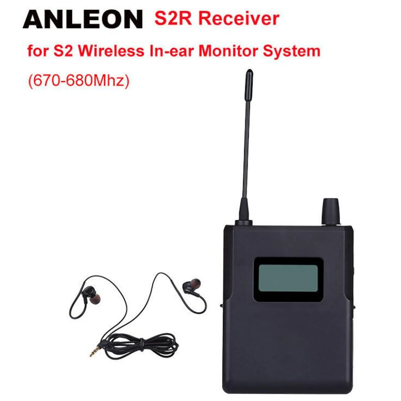 Radio Receiver Clear Small Radio Receiver LCD Screen Easy To Operate 670‑680Mhz 20Hz-18KHz Lightweight with Earphone for