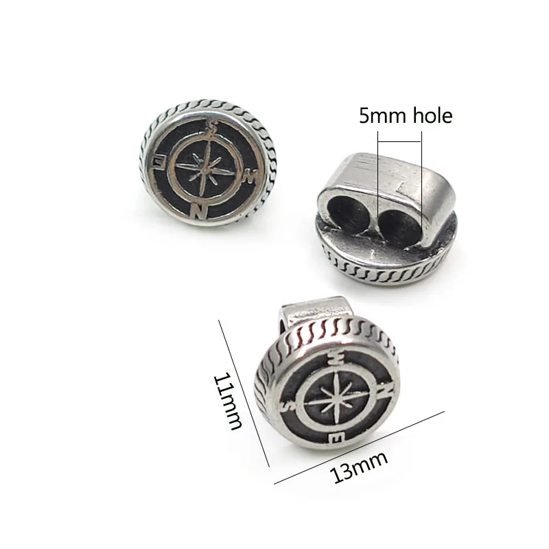 4Pcs Stainless Steel Beads Spacers Large Hole Metal Pendants Sliders Beads for Leather Bracelet DIY Jewelry Making Accessories view 3