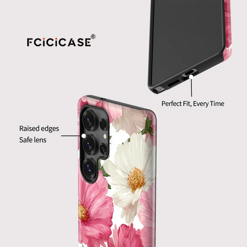 Чехол для телефона Fcicicase для Samsung Galaxy A16 A26 A36 A56 S25 Ultra S24 Plus S23+ S20 FE, противоударный матовый чехол с цветочной росписью