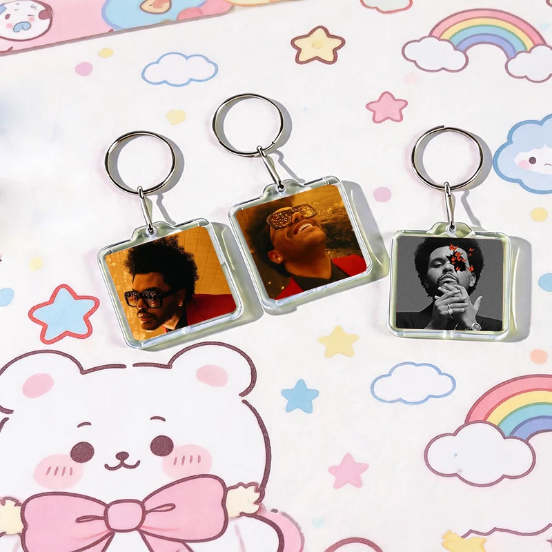 Pop Singer The Weeknd Acrylic Keychain Handmade Hanging Ornaments for Clothes Backpack Decoration Accessories Gifts with Friends