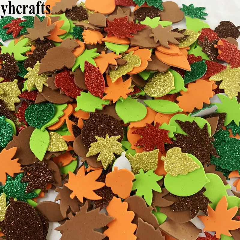 1bag/LOT.Autumn leaf foam stickers Wall stickersThanksgiving Day cafts kindergarten crafts Activity items Handmade crafts OEM