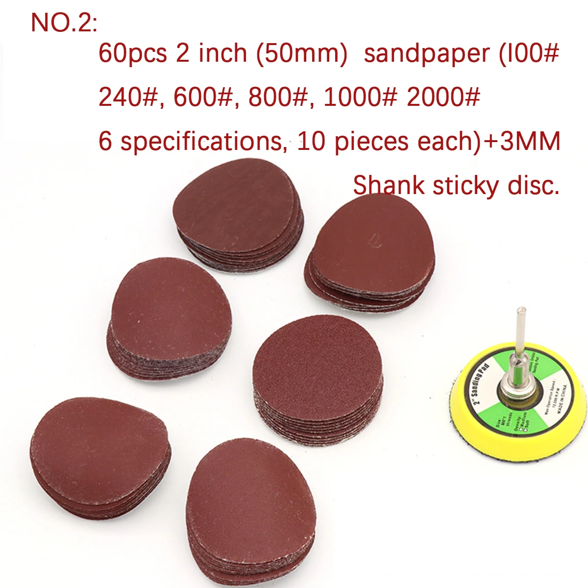 61/101 stücke Disc Selbst-adhesive Beflockung Schleifpapier Set 1 zoll 2 zoll 100-3000 Grit Haken & Loop Schleifen Disc Mit 3MM Schaft Klebrige Disc