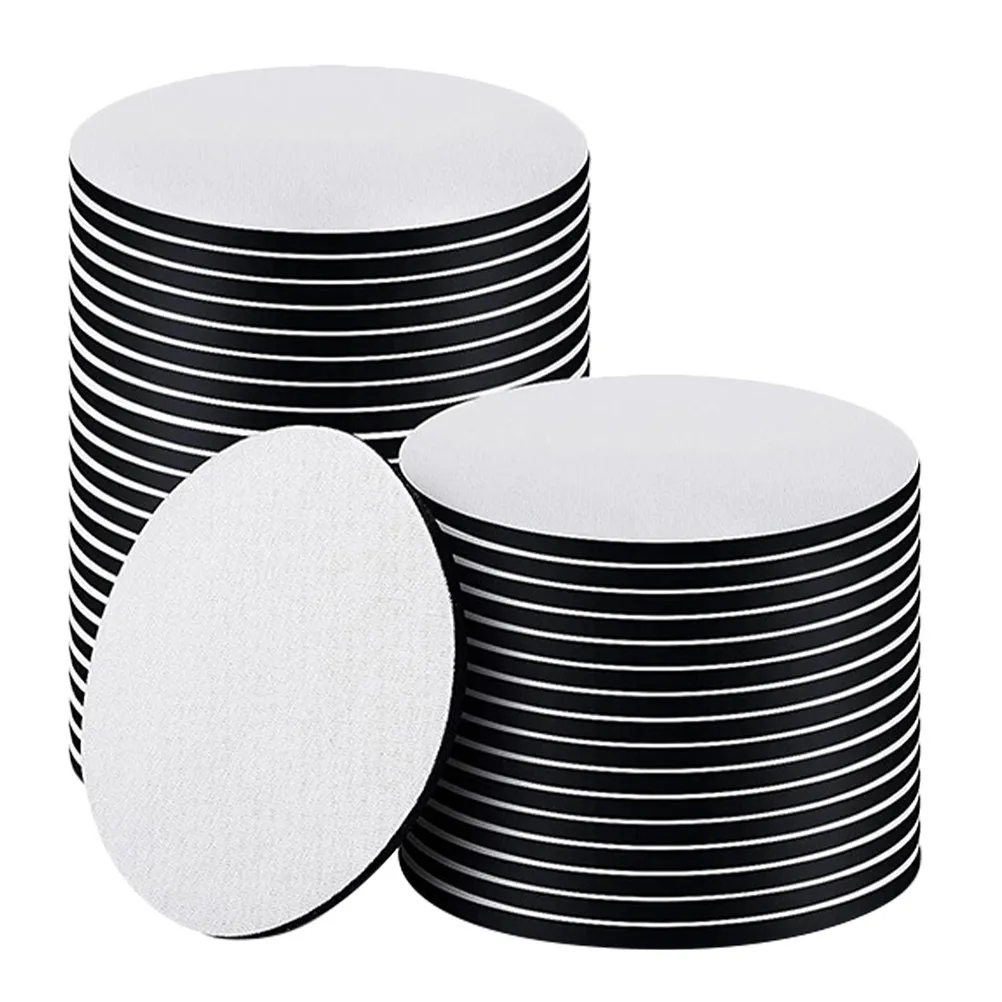 50Pcs Round Sublimation Blank Coasters Neoprene DIY Craft Coasters for Car Cup Holders Home Office Desk Coffee Table Sublimation