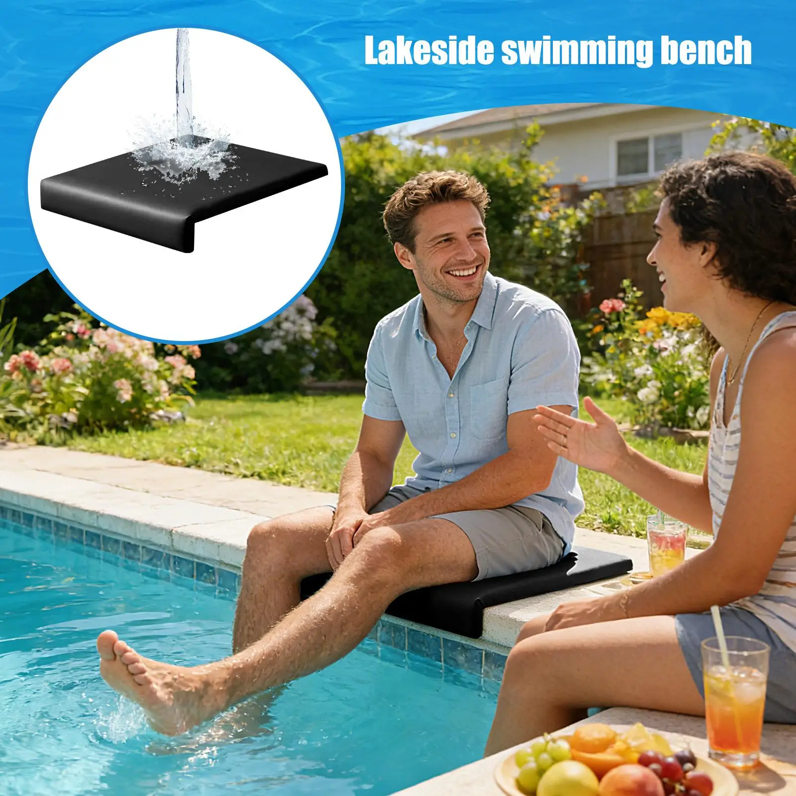 Pool Edge Chair Soft Sponge Breathable Non-Slip Edge Of Pool Chair for Backyard Patio Lawn Lakeside Deck Beach Vacation Camping