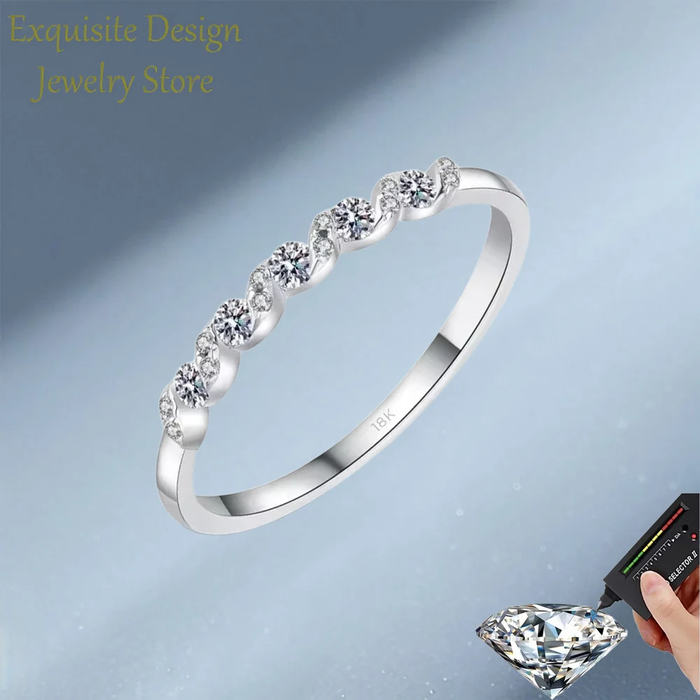 

Wave VVS1 0.198 CT Moissanite Classic Excellent Ring, Designer Jewelry 18K White Gold Ring Fine Gifts To Girlfriend and Women