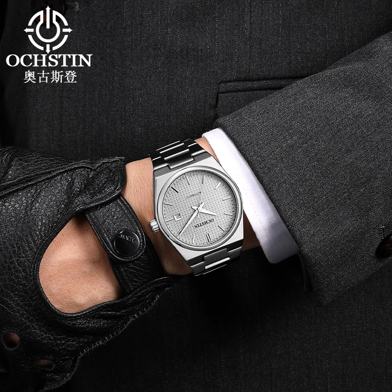 

Часы OCHSTIN из серии Masterpiece с ремешком из нержавеющей стали, мужские автоматические механические часы с календарем, классические наручные часы