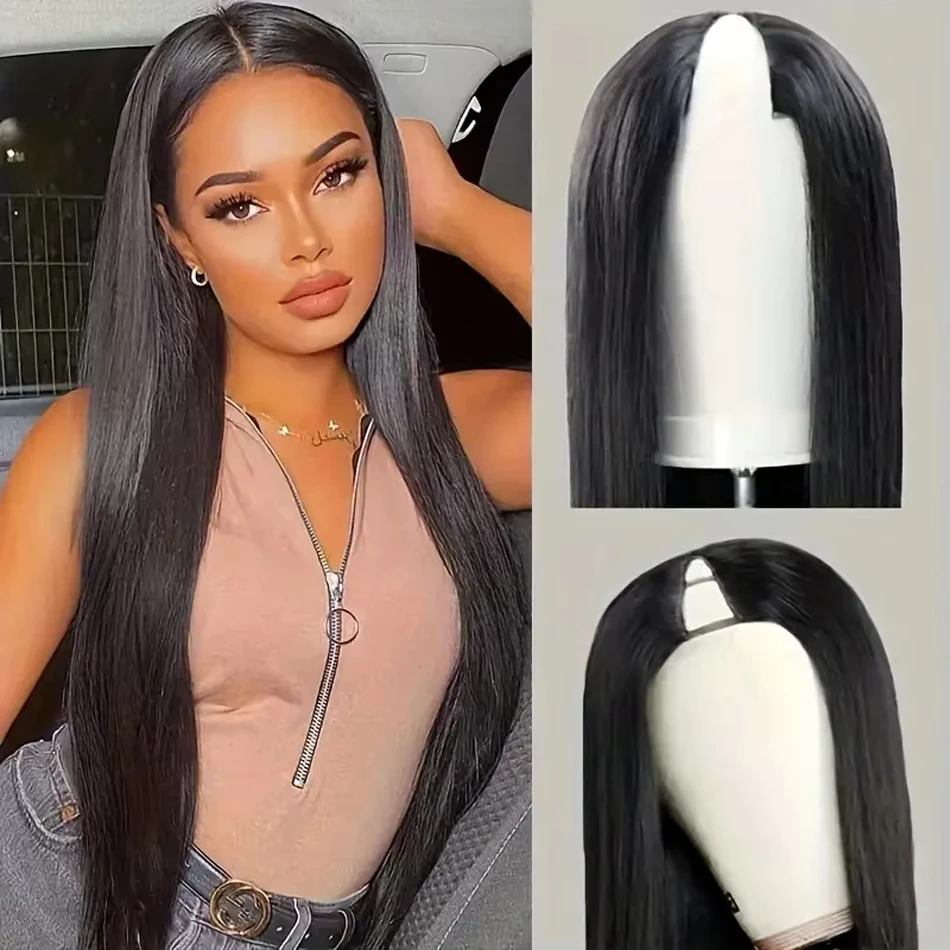 

V Part Straight Wigs 180% Density Brazilian Wigs 100% Virgin Human Hair Wigs For Women Human Hair V Shape Wigs Machine Made