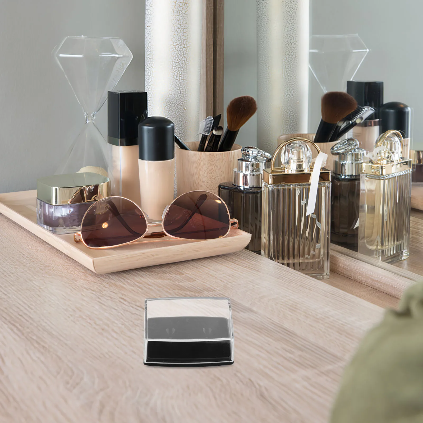 6 قطعة صندوق أزرار أكمام للرجال واضح عرض المجوهرات متعدد الوظائف المحمولة المنظم السفر تخزين حلقة حامل