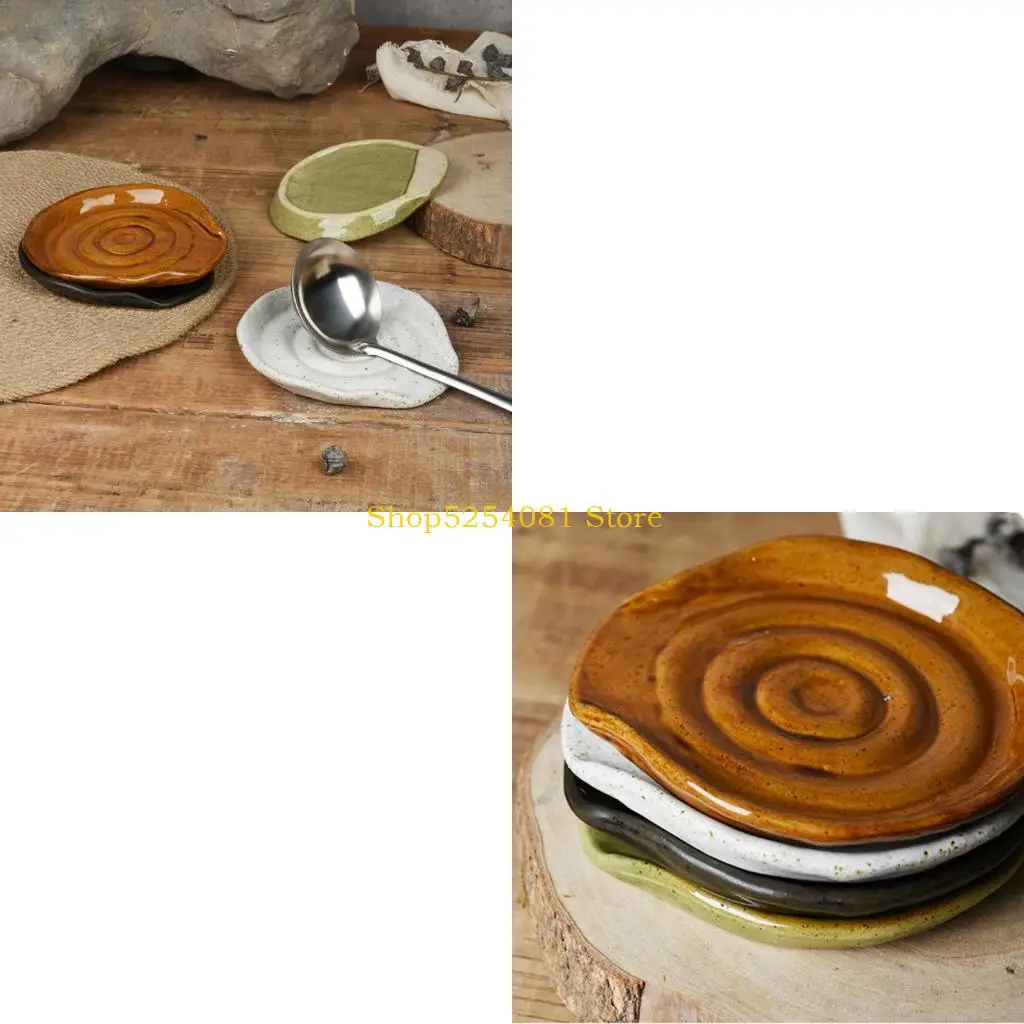 AXYC Ceramic Spoon Rest With Nonslip Base For Kitchen And Dining Table Elegant Multipurpose Cooking Utensil Holder