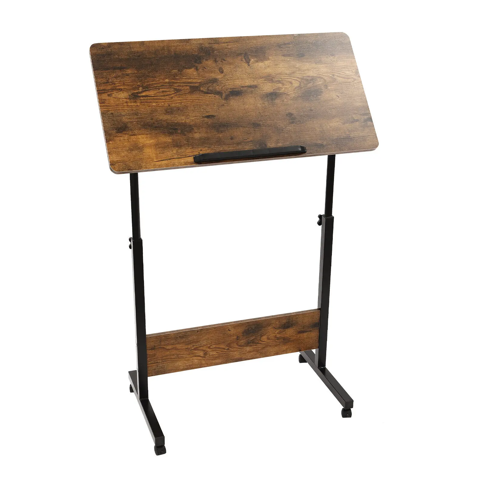 Portable Standing Computer Desk With 180° Wheels - Height Adjustable Mobile Workstation For Laptop & Office Use