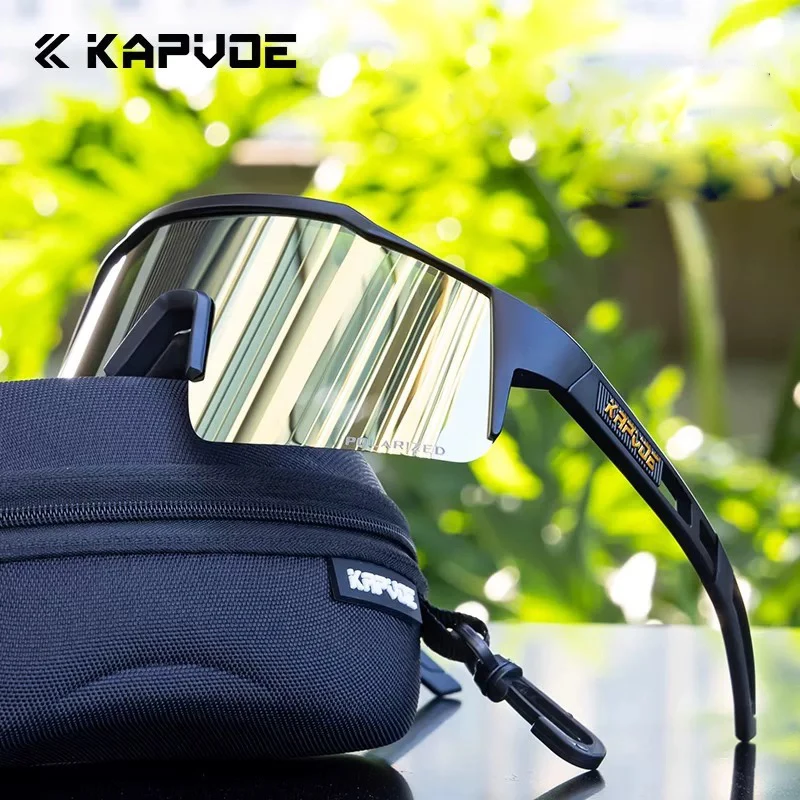 Kapvoe UV400 Sport Cycling Sunglasses for Men Polarized Mountain Sport Cycling Glasses Outdoor MTB Bike Goggles Women Eyewear