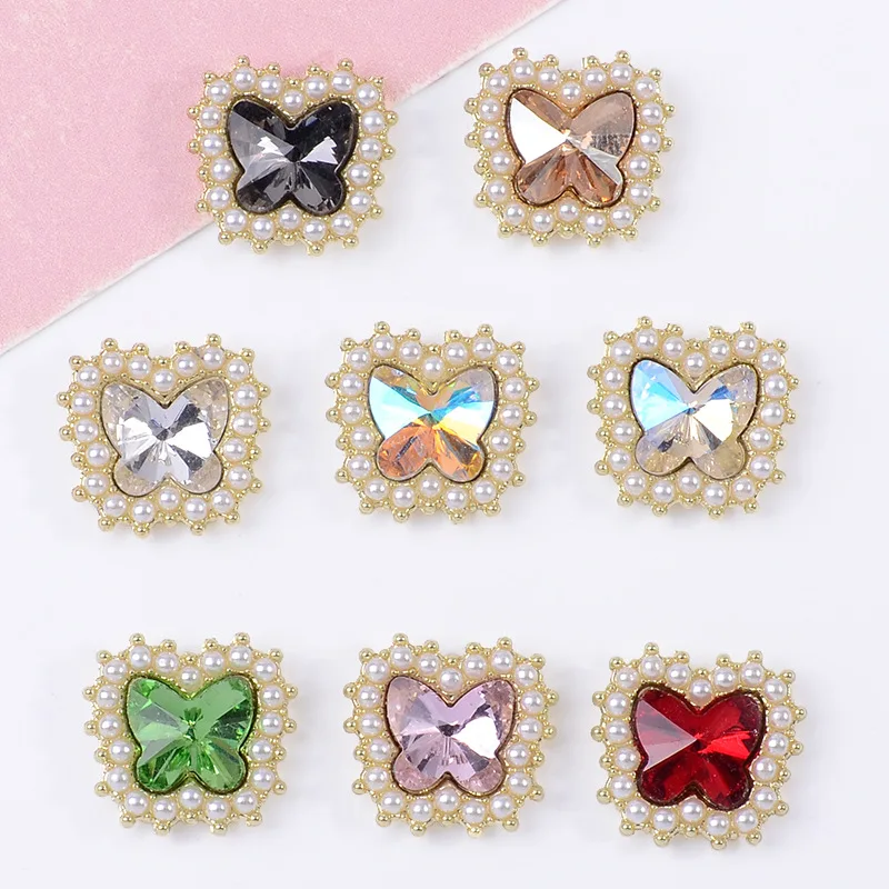 

100Pcs sets DIY children's exquisite hair accessories hairpin flower plate crystal buckle micro-set pearl butterfly directly