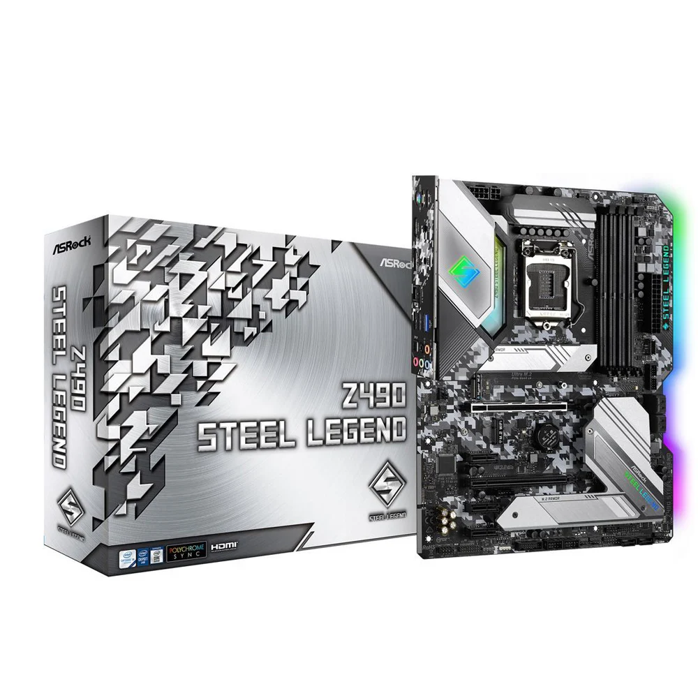 

Новая Материнская плата ASRock Z490 Steel Legend LGA 1200 Intel Z490 SATA 6 ГБ/с ATX Intel