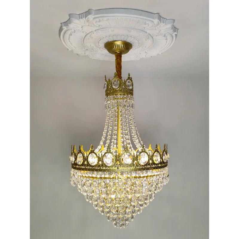 French bedroom all-copper crystal chandelier crown table lamp living room floor lamp porch dining room aisle stairs bedside lamp