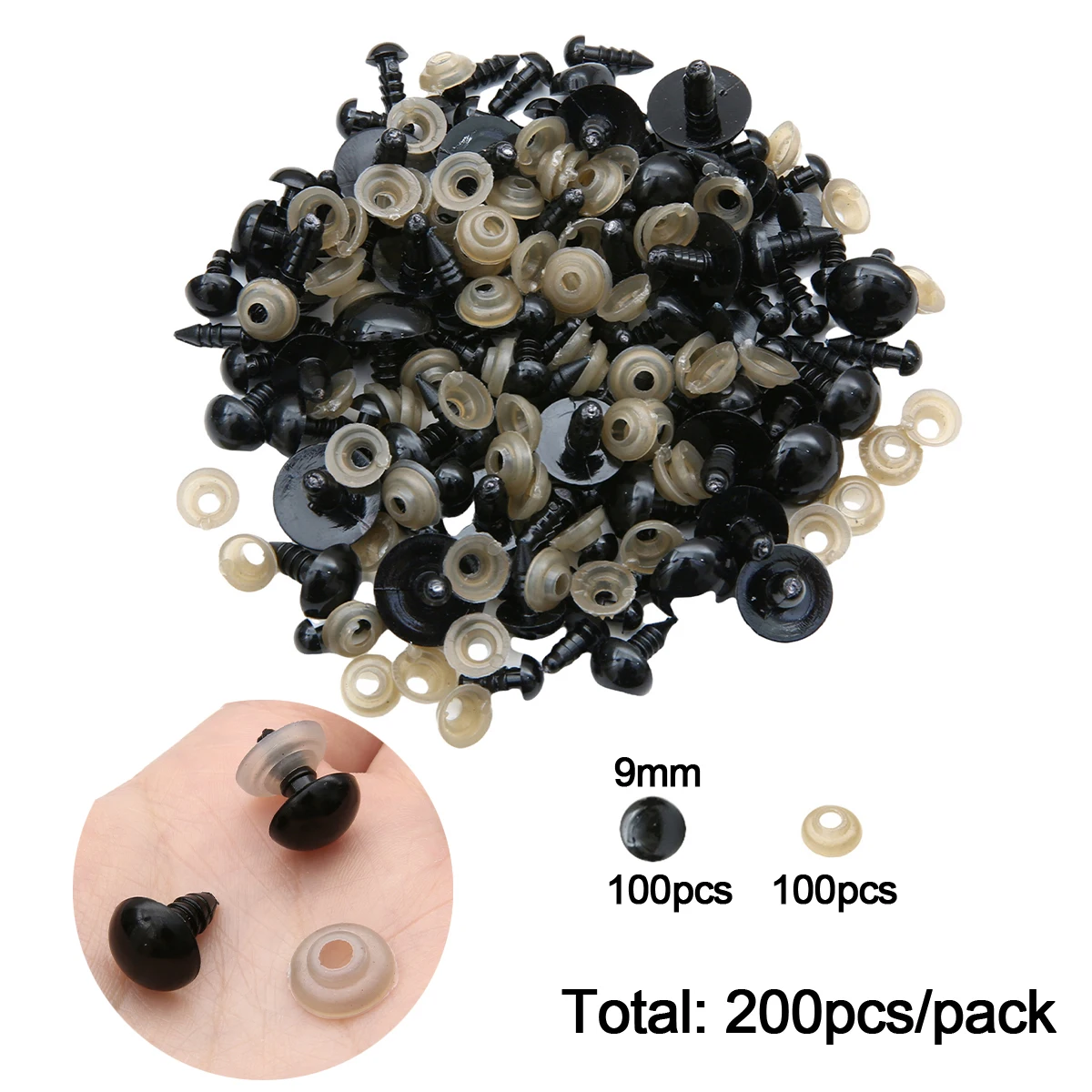 12-460 stuks 5-30mm Zwarte Plastic Veiligheidsogen Multi-Size Geschikt voor DIY Haakwerk Dierenogen Ambachtelijke Decoratie Accessoires