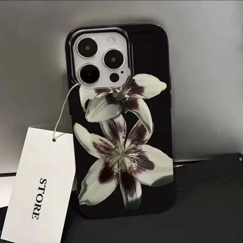 Lily Orchid Flower Print Soft Phone Case For iPhone 16 17 15 14 13 12 11 Pro Max XS X 7 8 16e 16 Plus SE 2022 Shockproof Cover