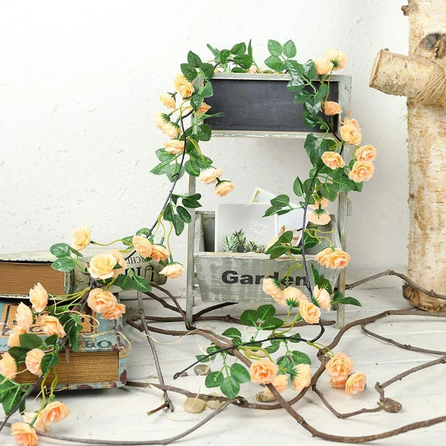

180Cm 69 Heads Rose Artificial Flower Wedding Wreath Festival Home Room Table Decorat Garden Arch Decor DIY Gifts Fake Leaf Vine