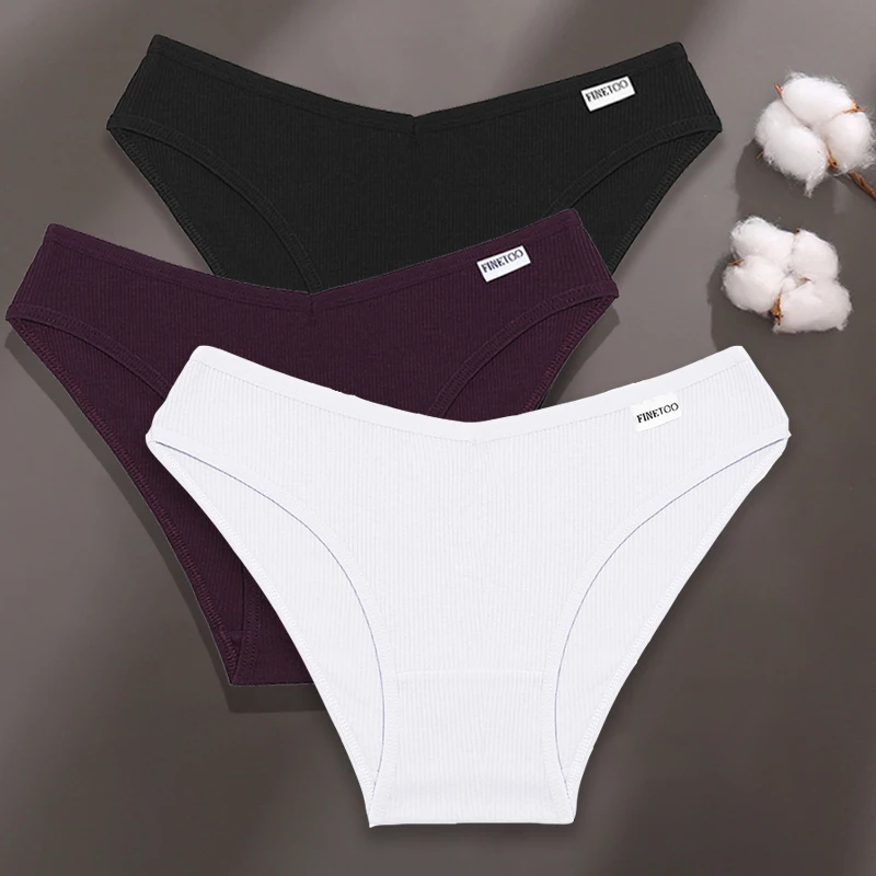 Finetoo 3 teile/satz M-XXL Frauen sexy Baumwolle Höschen Unterwäsche weibliche Unterhosen Frau Slips Baumwolle Höschen Mädchen intimates Dessous