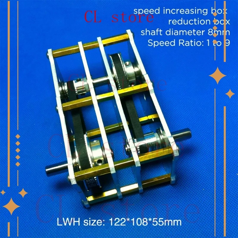 

1:9/12/16 FOR Synchronous Pulley Belt Pulley Double Axle Reducer Gearbox Accelerator High Torque Reducer