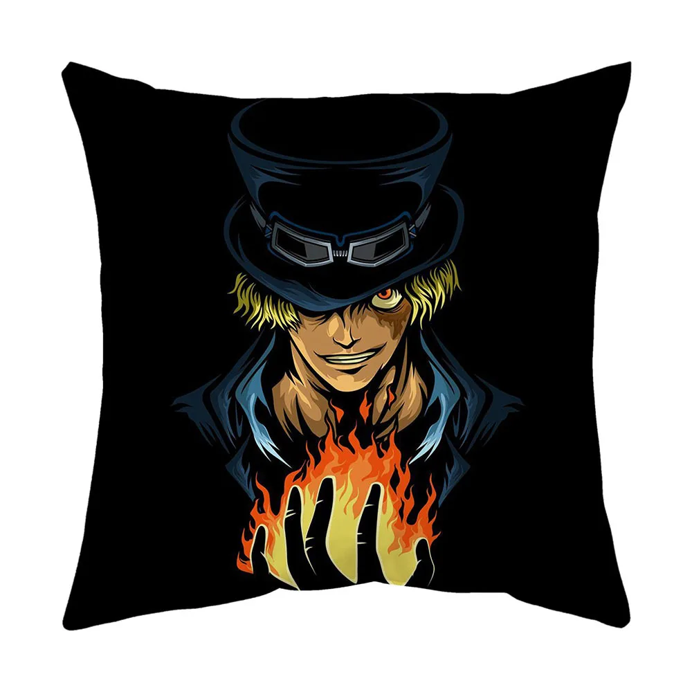 Juste de coussin de dessin animé One Piece, taie d'oreiller Luffy carrée en polyester, décoration de canapé, bureau, maison, jouets, cadeaux, 45x45cm