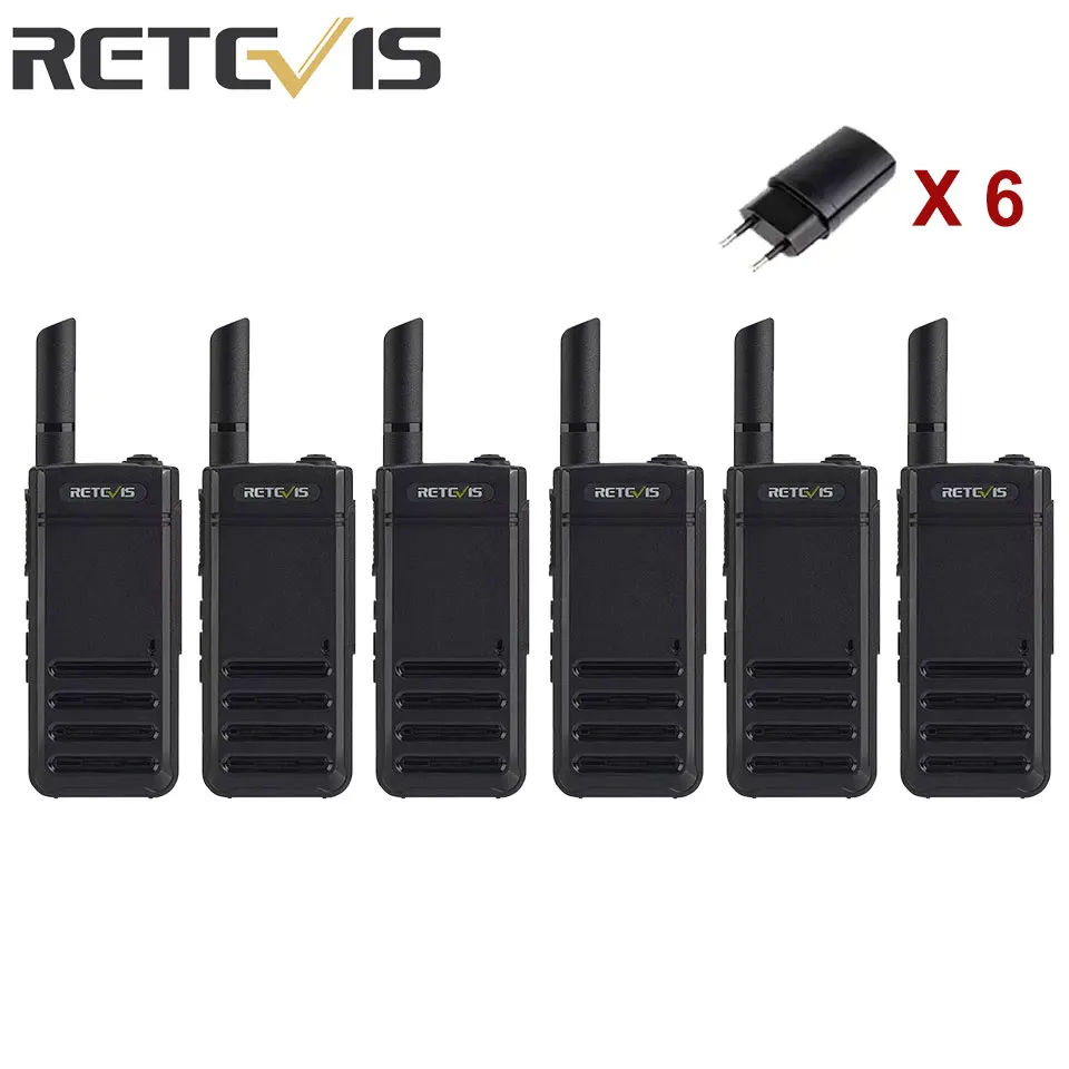 Retevis RB639 Walkie Talkie 6pcs With Adapters Lightweight Communication Walkie-Talkies Long Range Type-C Portable Two Way Radio