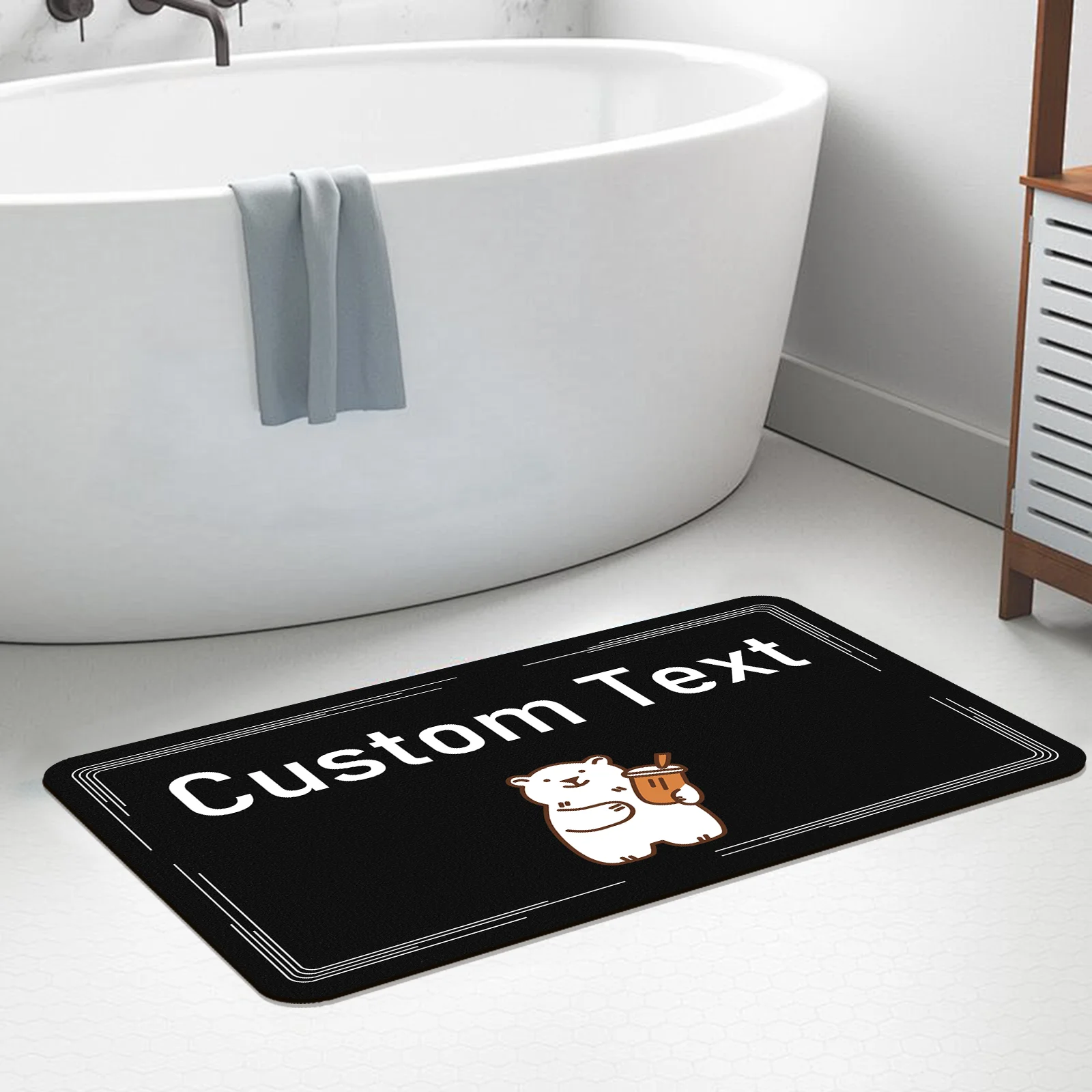 

Personalized Custom Bathroom Mat Rug Absorbent Quick-Dry Customizable Floor Mats Bathroom Home Unique Design Style Decor Carpet