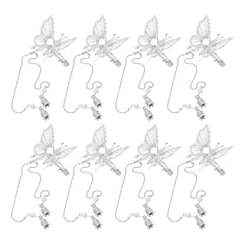 

8pcs Butterfly Tassel Clips Metal Claw Glitter Hairpin For Women Elegant Fluttering Hair Accessory Durable Styling Tool Hair
