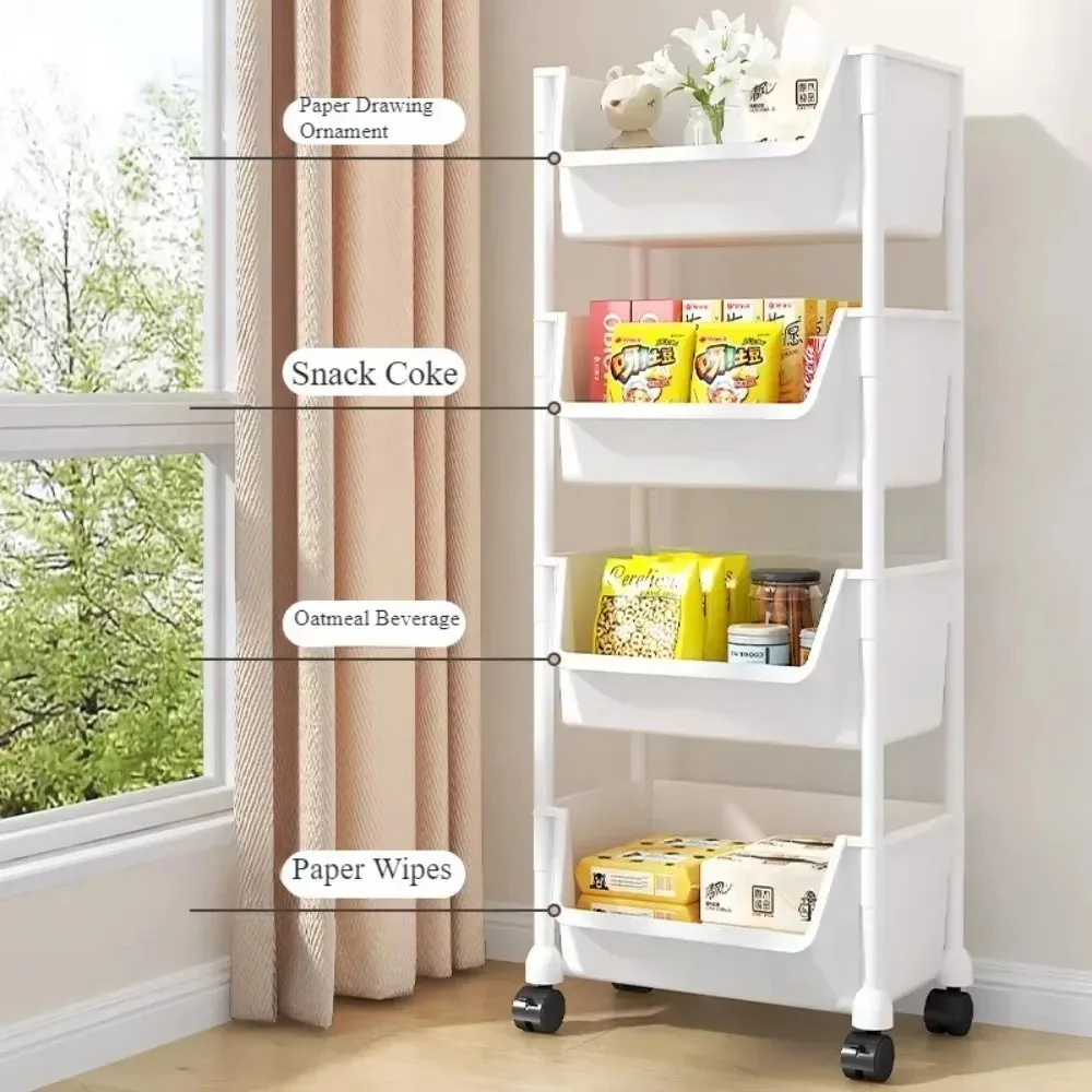 Small Cart Storage Rack Mobile Living Room Snack Carts Floor Type Multifunctional Storage Rack Home Multi-layer Bookshelf Trolly