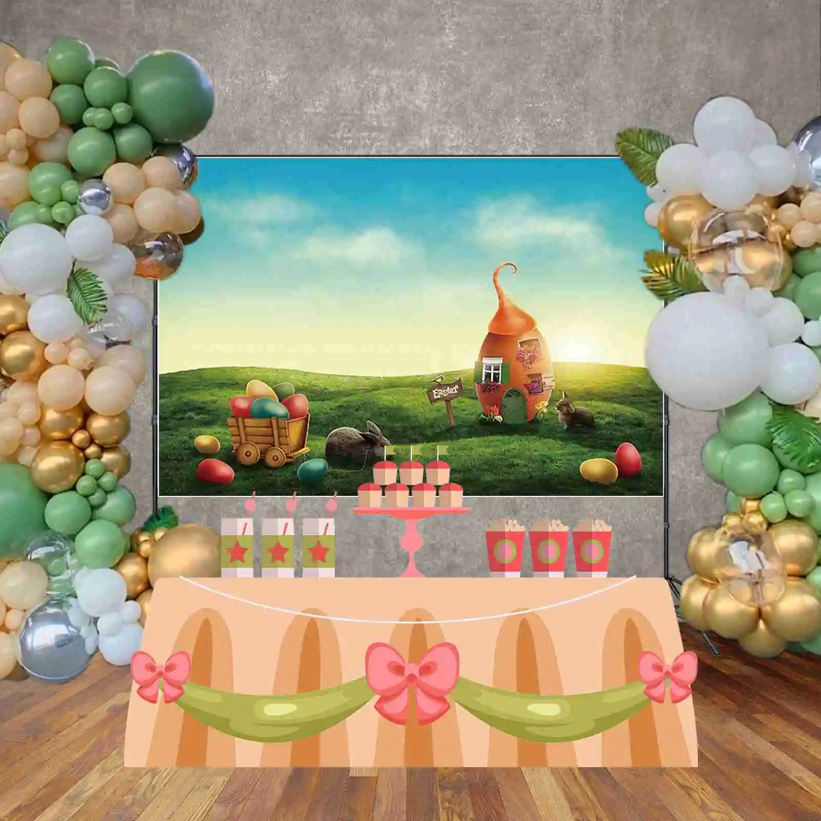 MOON.QG Easter Spring Garden Photography Background Bunny Eggs Window Photozone Backdrop Children Studio Photobooth Supplies