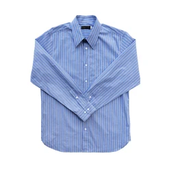 Men's Striped Shirt Pointed Collar Ivy Business Style Vintage Blue Shirt