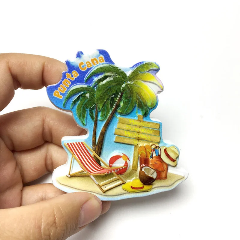 Dominican Punta Cana Resort 3D Cultural Creative Magnetic Refrigerator Magnets Travel Souvenir Home Decorations