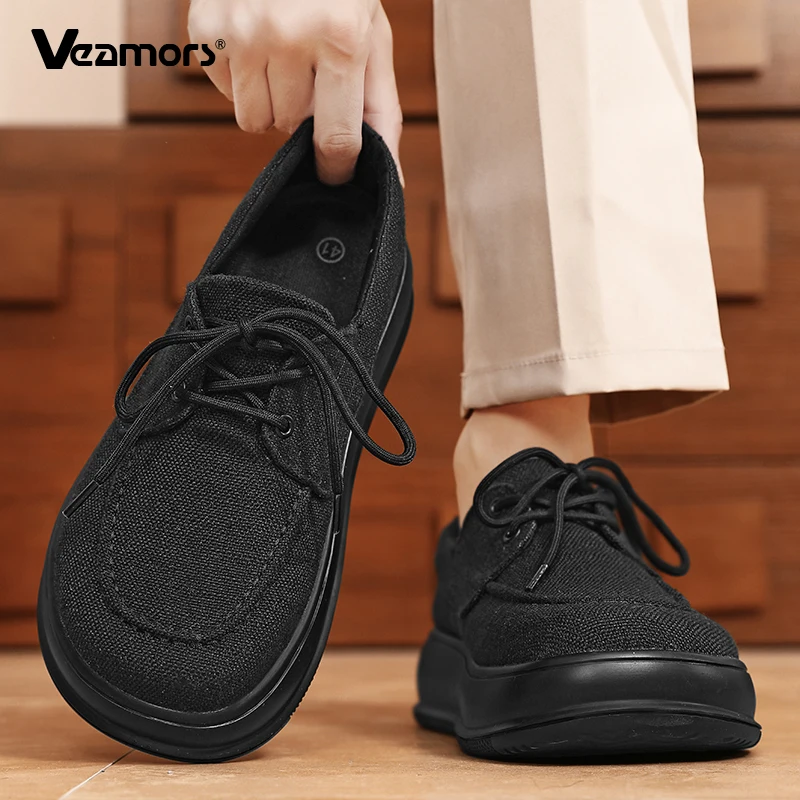 Fashion Wide Toe Box Walking Shoes for Men Retro Platform Footwear Breathable Lace-up Casual Shoes Plus Size 39-48