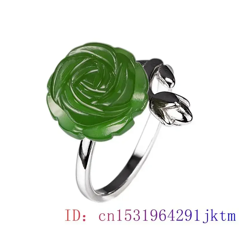 Bagues en Jade Rose pour femmes chinoises, bijoux en argent 925, amulette en pierre naturelle, pierres précieuses à la mode, anneau réglable, breloques, cadeaux