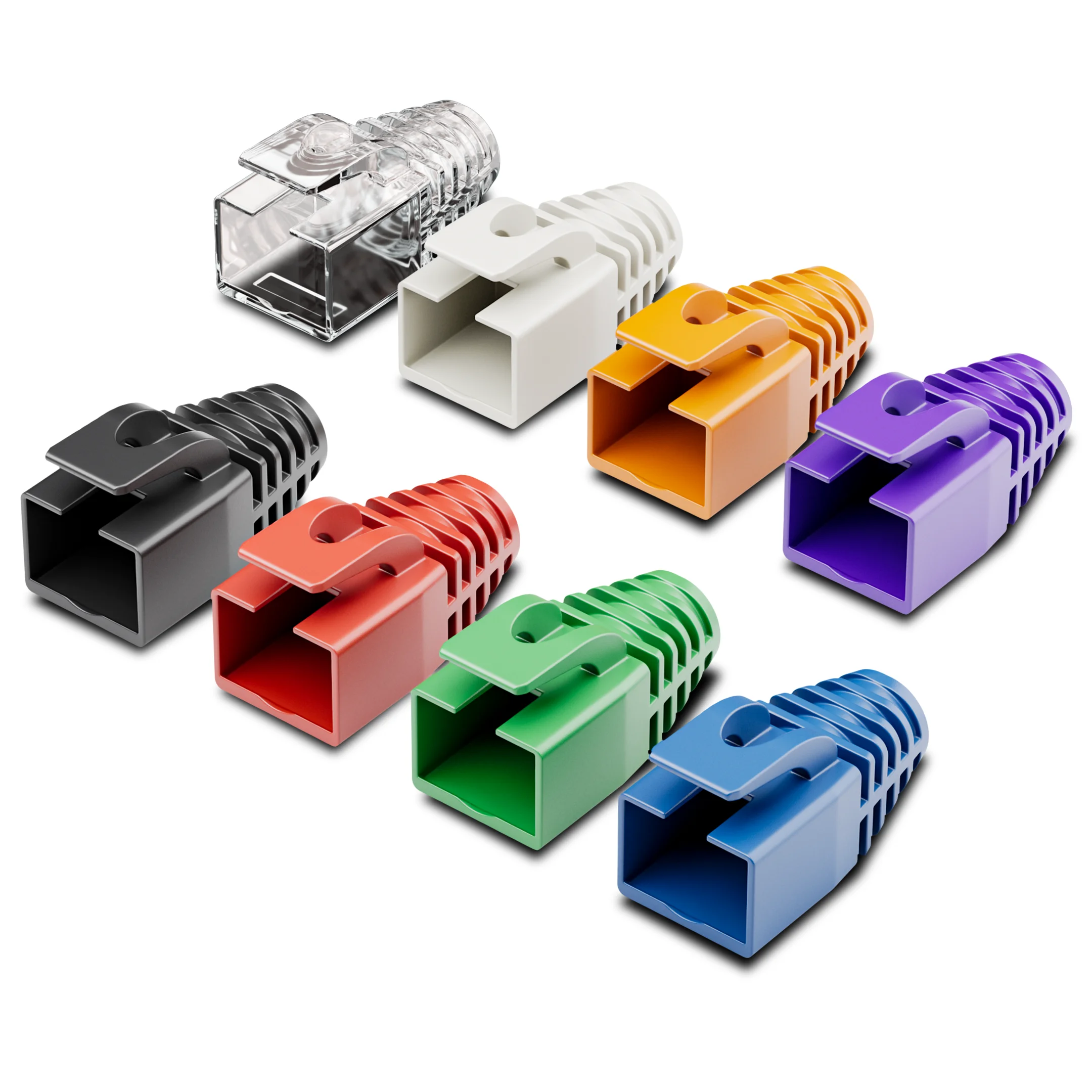 ZoeRax Lot de 50 bottes Cat6A/Cat7 Ethernet RJ45 bottes anti-traction capuchon de câble connecteur couvercle de prise plastique souple (OD 7,5 mm)